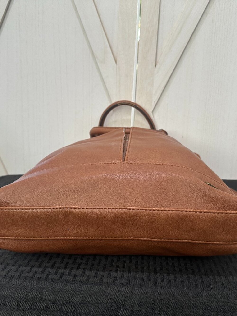 Frye and Co. Cognac Brown Faux Leather Tote Satchel Bag - Picture 7 of 12